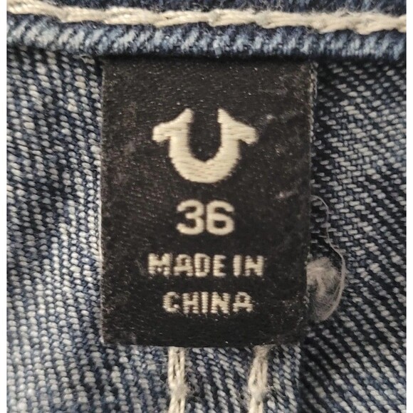 True Religion Jeans Mens 36x32.5 Med Blue Ricky Relaxed Straight Leg Flap Pocket - Picture 11 of 14
